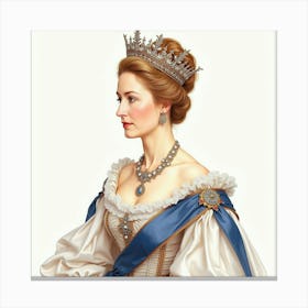 Elegant Watercolor Portrayal Of Queen Elizabeth I, Capturing Her Poise 1 Canvas Print