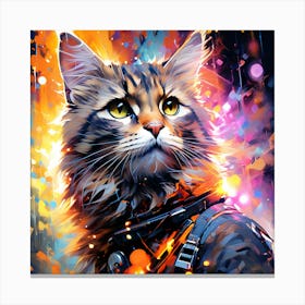 Techno-Feline Fusion Wall Art – A Masterpiece in Ultra-Detailed Artistry Canvas Print