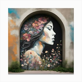 Woman In Flowers Canvas Print