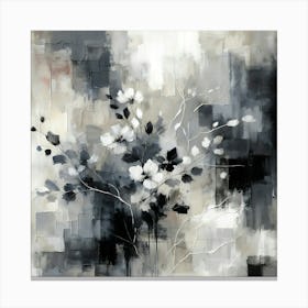 Abstract Floral Monochrome Serenity 1 Canvas Print