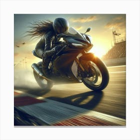 Woman Riding A Motorcycle Canvas Print