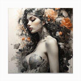 Woman With Flowers Canvas Print