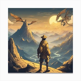 Dragons And Mountains Canvas Print