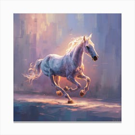 White Horse Running 2 Canvas Print