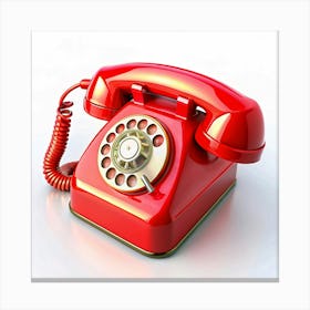 Red Vintage Rotary Dial Phone Canvas Print