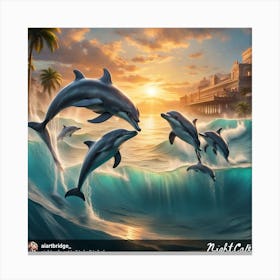 Dolphins In The Ocean 5 Canvas Print