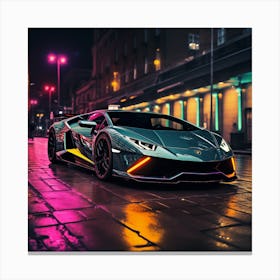 Lamborghini neon style Canvas Print