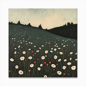 Wild Flowers Field Fairycore Painting 2 Canvas Print