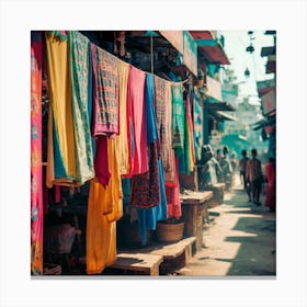 Street Market In India Canvas Print