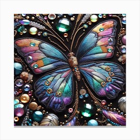 Butterfly embroidered with beads 2 Canvas Print