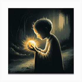 Child Holding A Golden Ball Canvas Print