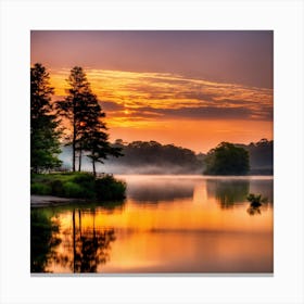 Sunrise At The Lake Canvas Print