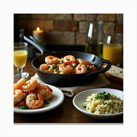 Shrimp In A Skillet Canvas Print