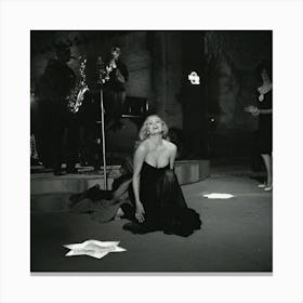 Swedish Actress Anita Ekberg Enjoys Herself At A Jazz Club In A Scene From La Dolce Vita Canvas Print