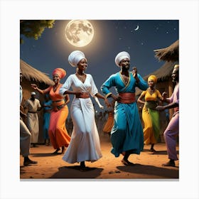 African Dancers At Night 1 Canvas Print