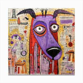 Dog Abstract Pet Neo Expressionism Face Animal Nature Distorted Cartoon Colorful Picasso Drawing Art Doodle Modern Portrait Canvas Print