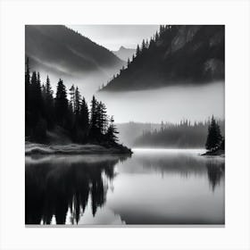 Black And White Mountain Lake 6 Canvas Print