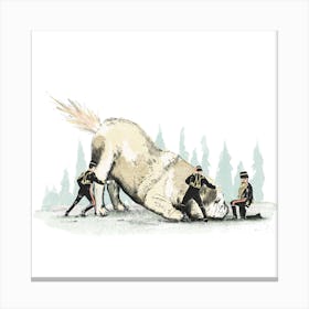 Dog cannon and soldiers, illustration, wall art Canvas Print