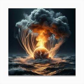 Atomic Explosion In The Ocean Canvas Print