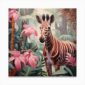 Okapi 3 Pink Jungle Animal Portrait Canvas Print