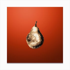 Gold Botanical Pear on Tomato Red n.4181 Canvas Print