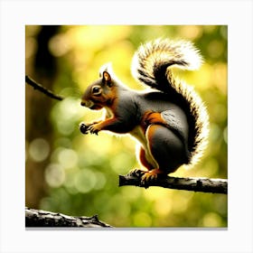 Squirrel On Branch Canvas Print