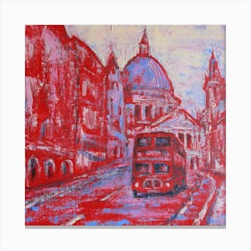 Red Bus In London Canvas Print