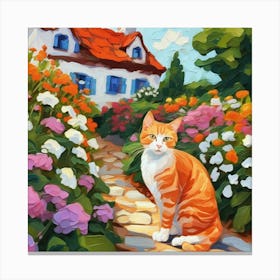 Cat In The Garden 1 Canvas Print