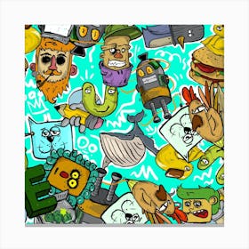 Cartoon Characters Canvas Print