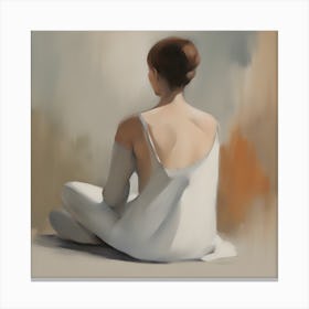 Woman Thinking In White from back Canvas Print