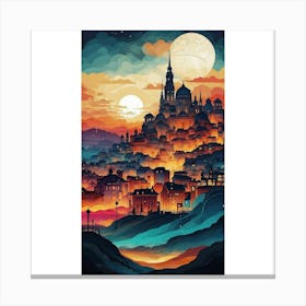 Cityscape At Sunset Canvas Print