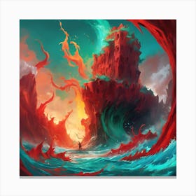 Dance of Titans on a Canvas of Broken Reality Canvas Print