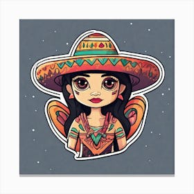 Mexico Sticker 2d Cute Fantasy Dreamy Vector Illustration 2d Flat Centered By Tim Burton Pr (2) Canvas Print