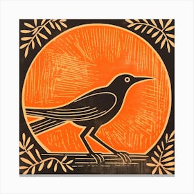 Retro Bird Lithograph Robin 2 Canvas Print
