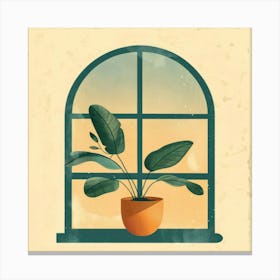 Window With A Potted Plant 1 Canvas Print