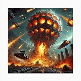 Sky Fortress Emberheart Meteor Storm Barrage Canvas Print