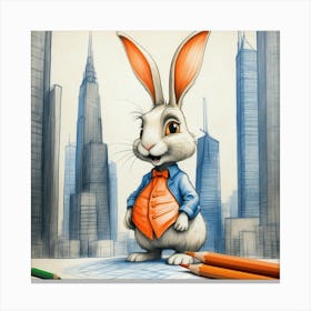 Rabbit In A Tie 3 Canvas Print