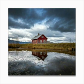 Firefly Reflected Old House Beneath Moody Clouds 18932 (2) Canvas Print