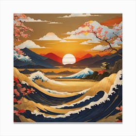 The Sun with a Great Wave Canvas Print