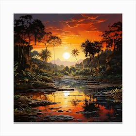 Sunset In The Jungle Canvas Print