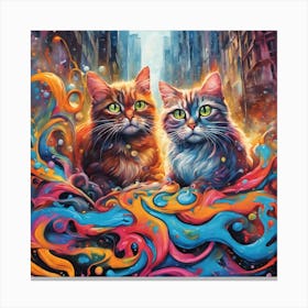 Two Cats In The City Canvas Print