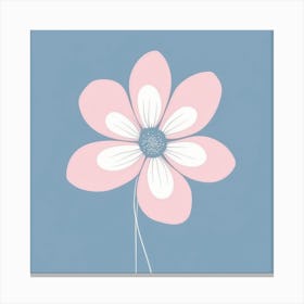 A White And Pink Flower In Minimalist Style Square Composition 149 Canvas Print