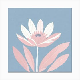 A White And Pink Flower In Minimalist Style Square Composition 389 Canvas Print