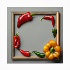 Peppers In A Frame 24 Canvas Print