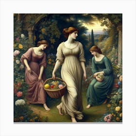 Three Women In A Garden Canvas Print