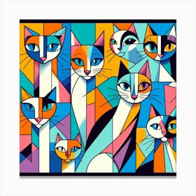 Cubist Cats Collage - Colorful and Geometric Canvas Print Canvas Print