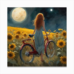 Moonlit Bohemia Whimsical Painting Of A Serene Night Scene (6) Canvas Print