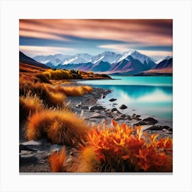 Landscape Vibrant Lake Tekapo Canvas Print