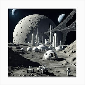 Space City On The Moon Canvas Print