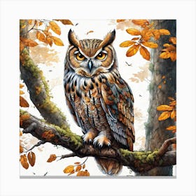 Owl In Autumn Canvas Print